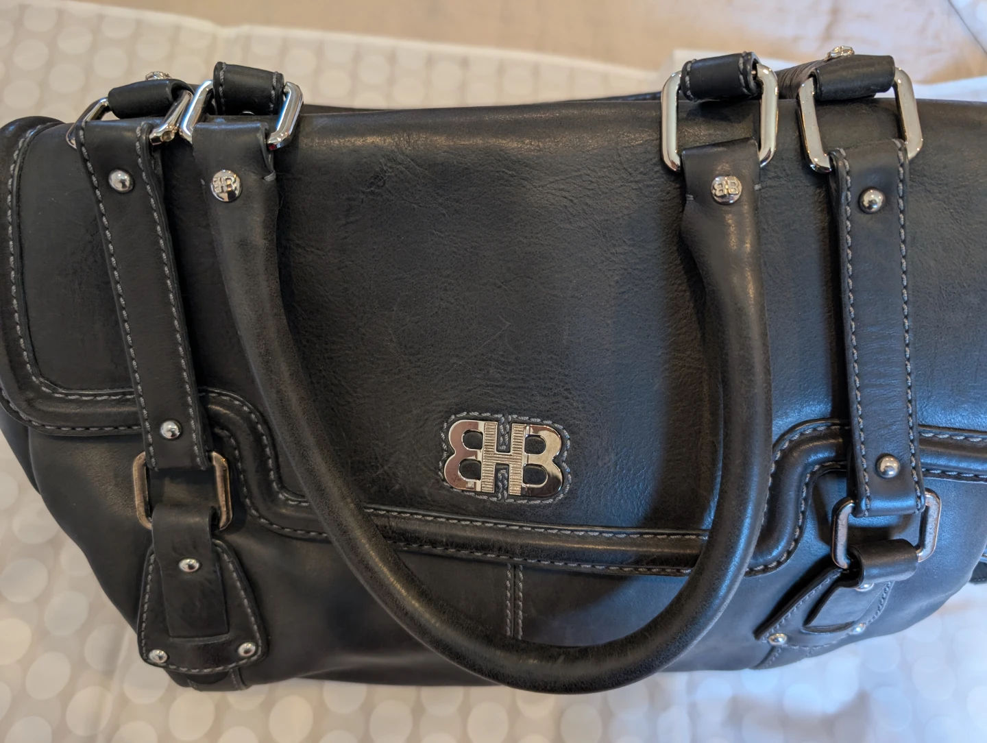 BHB Brown Leather Satchel Handbag