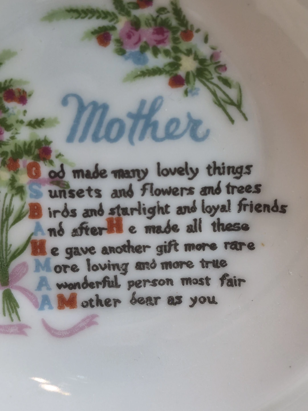 Vintage Porcelain 4 3/4" Mother Trinket Ring Etc. Dish - photo 2