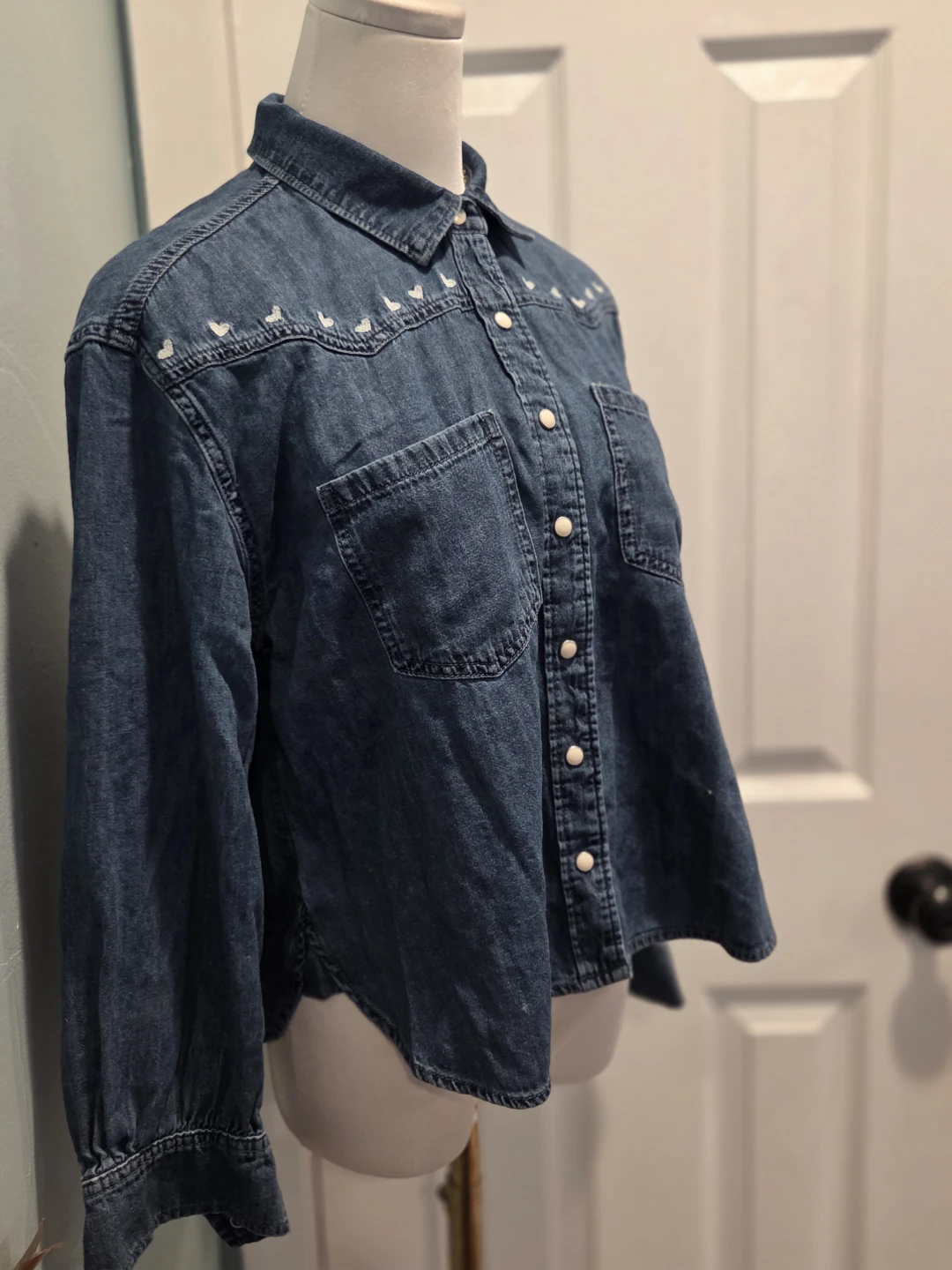 Gap Kids Denim Shirt with Embroidered Birds - Size XXL (14-16) - photo 3