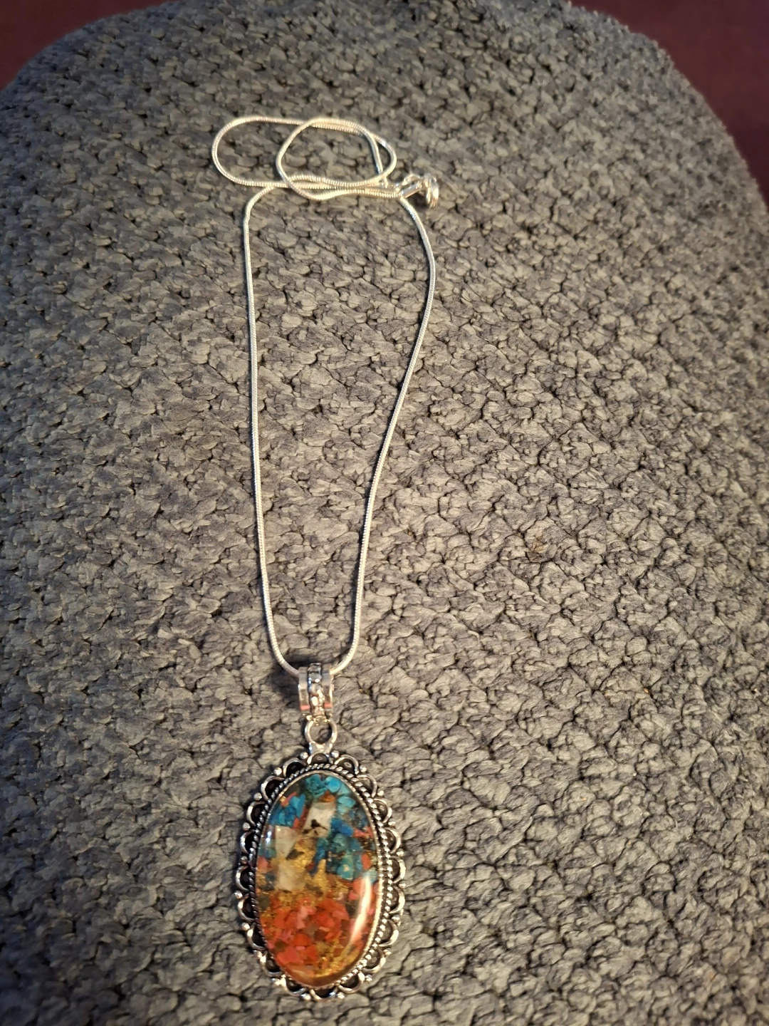 Sterling Silver Red  Coral  and Turquoise  Necklace - photo 5