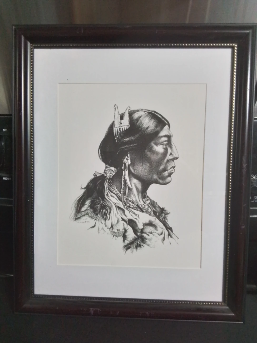 Vintage Ivan Kocsis Framed Indigenous Portrait Print