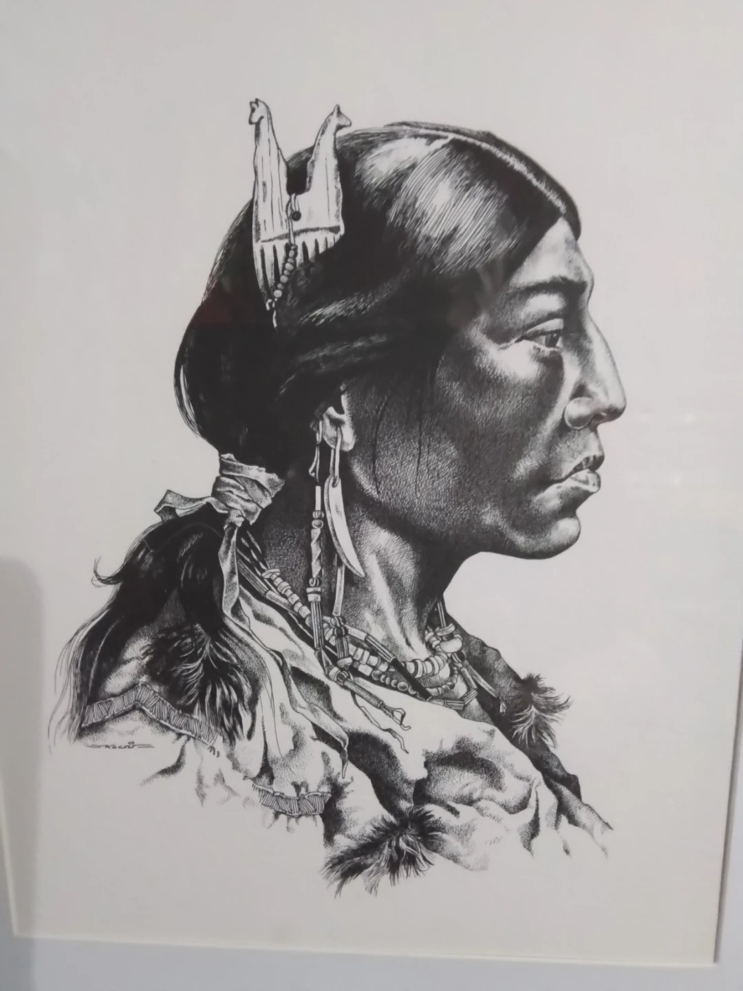 Vintage Ivan Kocsis Framed Indigenous Portrait Print - photo 2