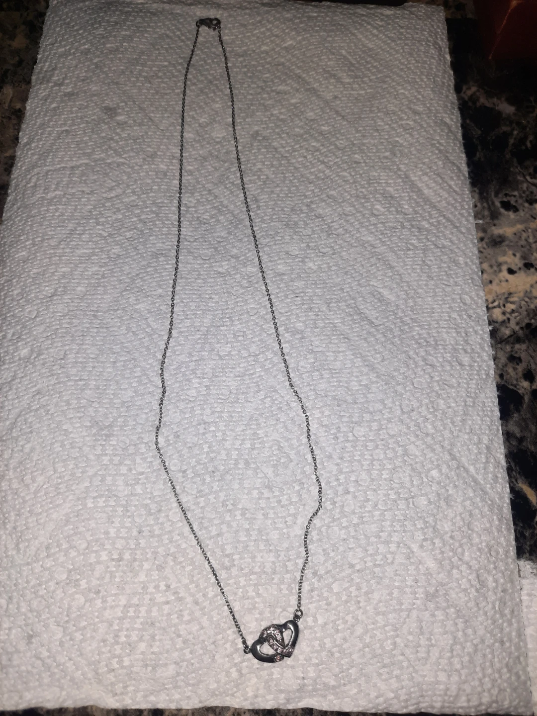 Silver Necklace with Interlocking Hearts Pendant