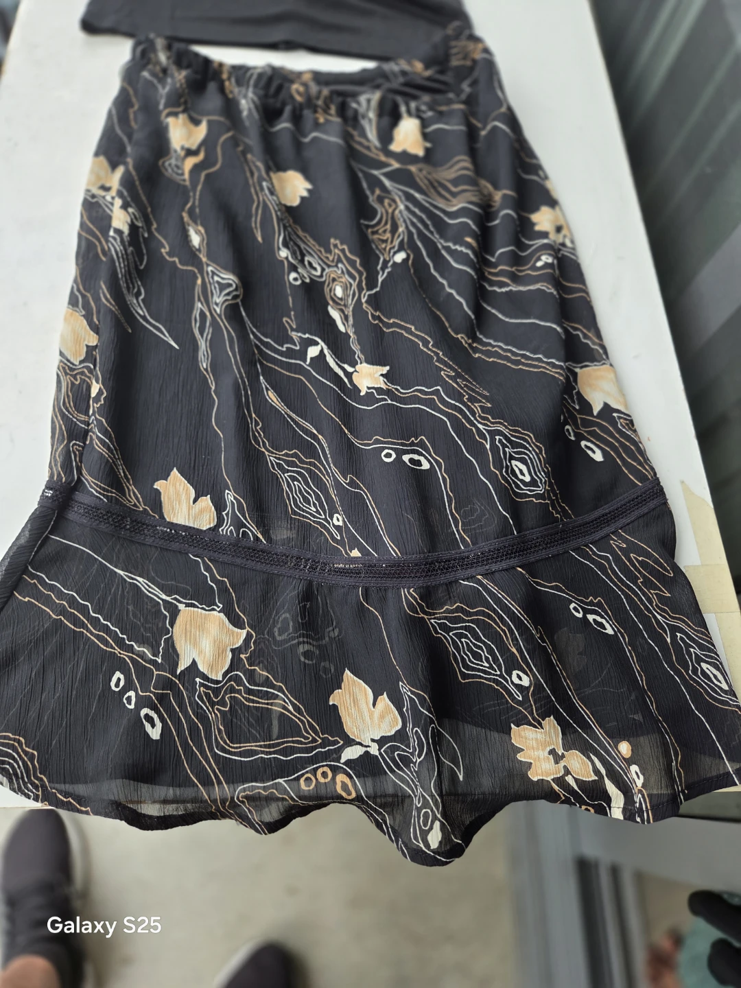 Black Chiffon Maxi Skirt with Floral Print - photo 2