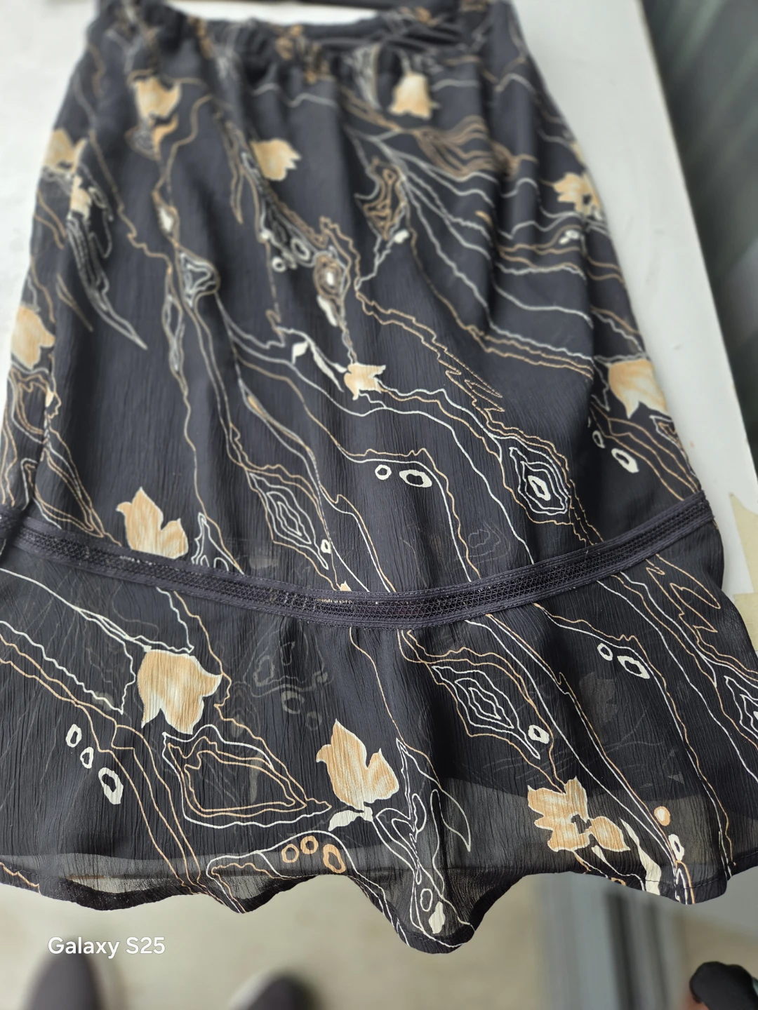 Black Chiffon Maxi Skirt with Floral Print - photo 3