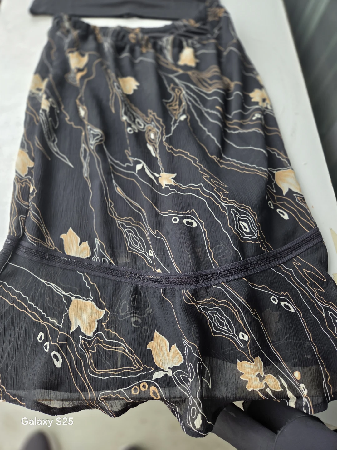 Black Chiffon Maxi Skirt with Floral Print - photo 4