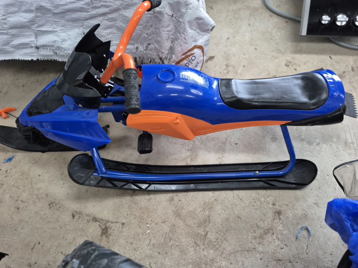 Blue and Orange Kids Snowmobile Sled - photo 2