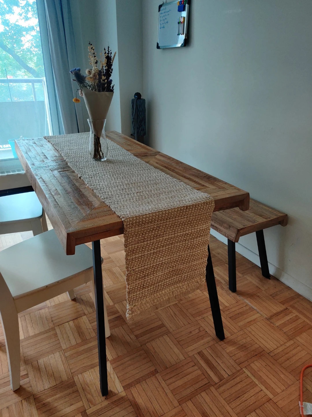Rustic Wood Dining Table with Metal Legs