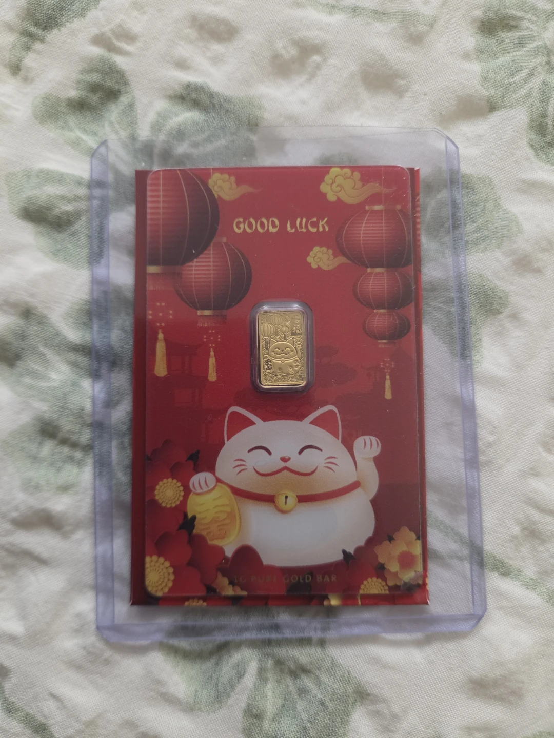 1g Pure Gold Bar Lucky Cat Design