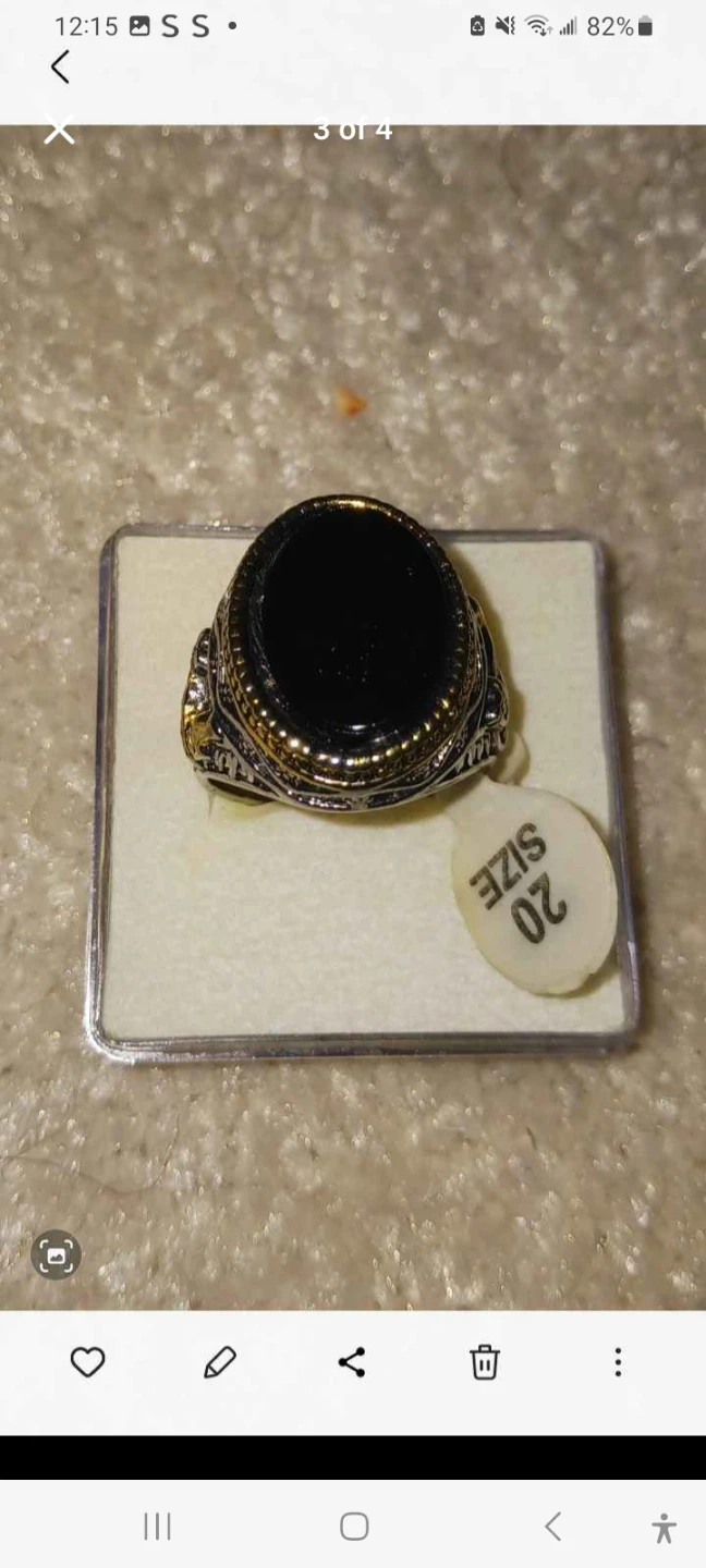 Men's Black Stone Ring Size 20 - photo 2