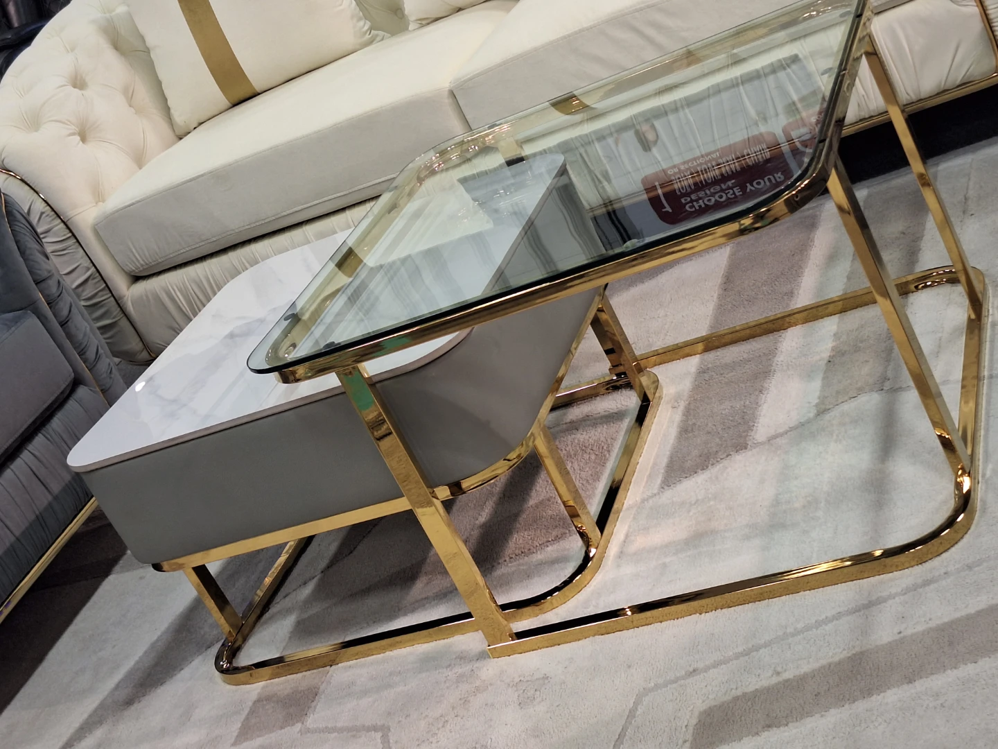 Glass and Marble Coffee Table