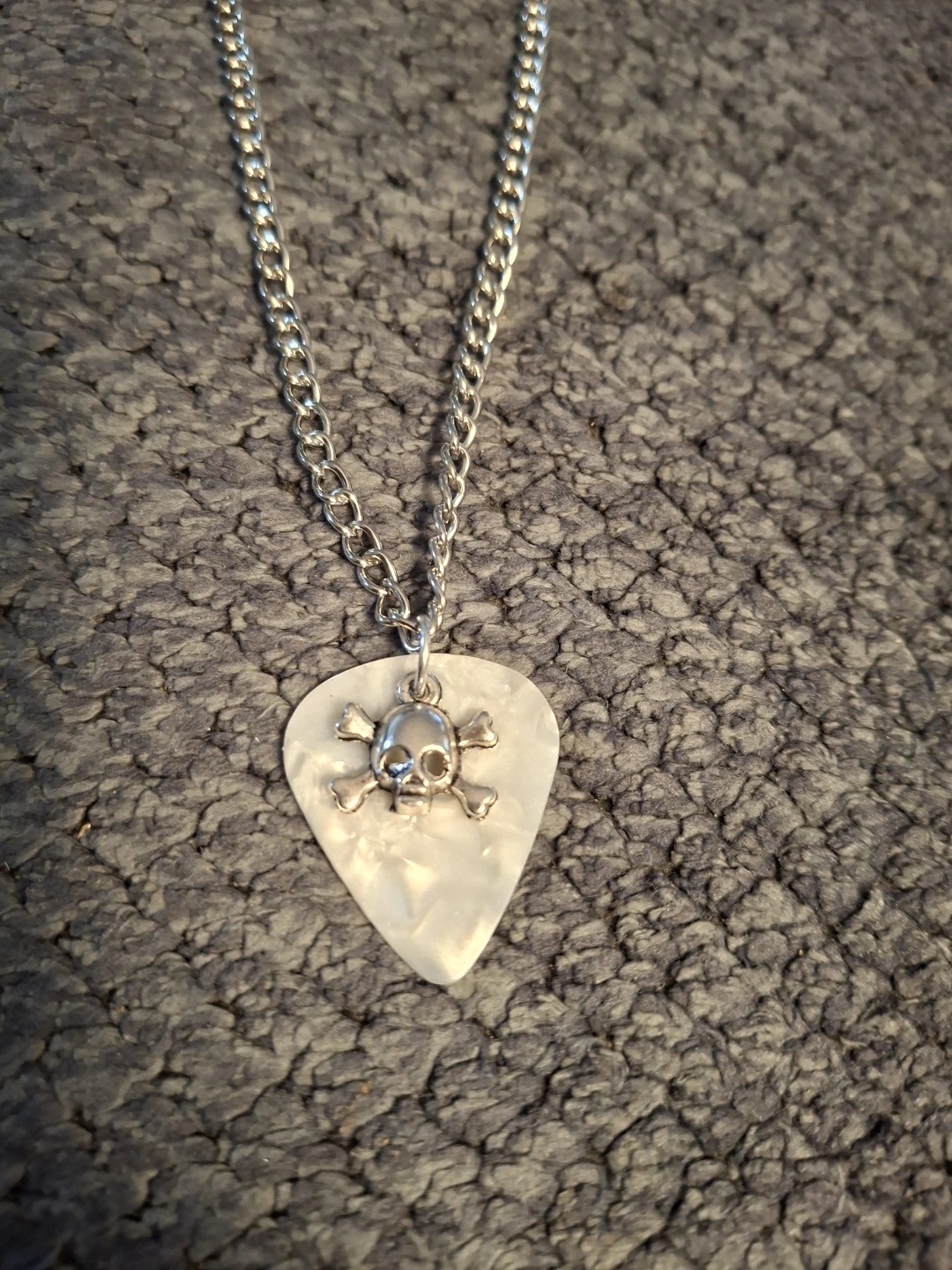 Guitar Pick Necklace with Skull Charm - photo 2