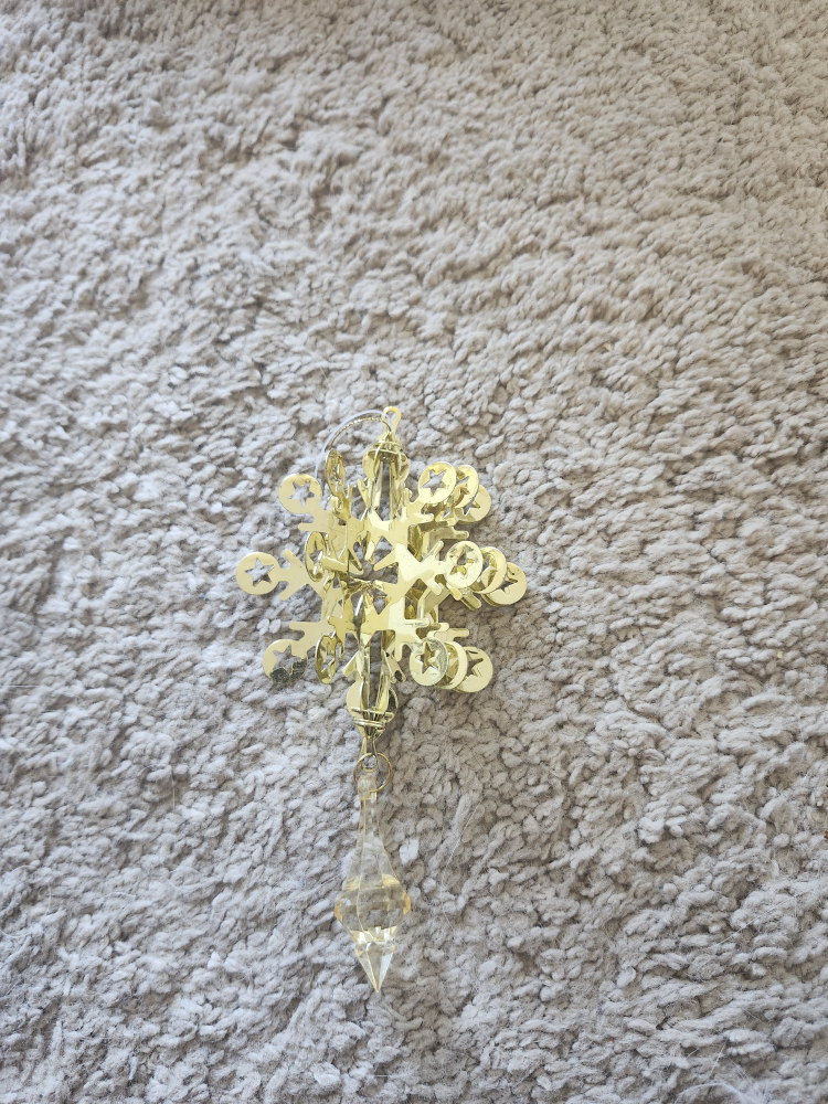 Gold Snowflake Christmas Ornament with Crystal