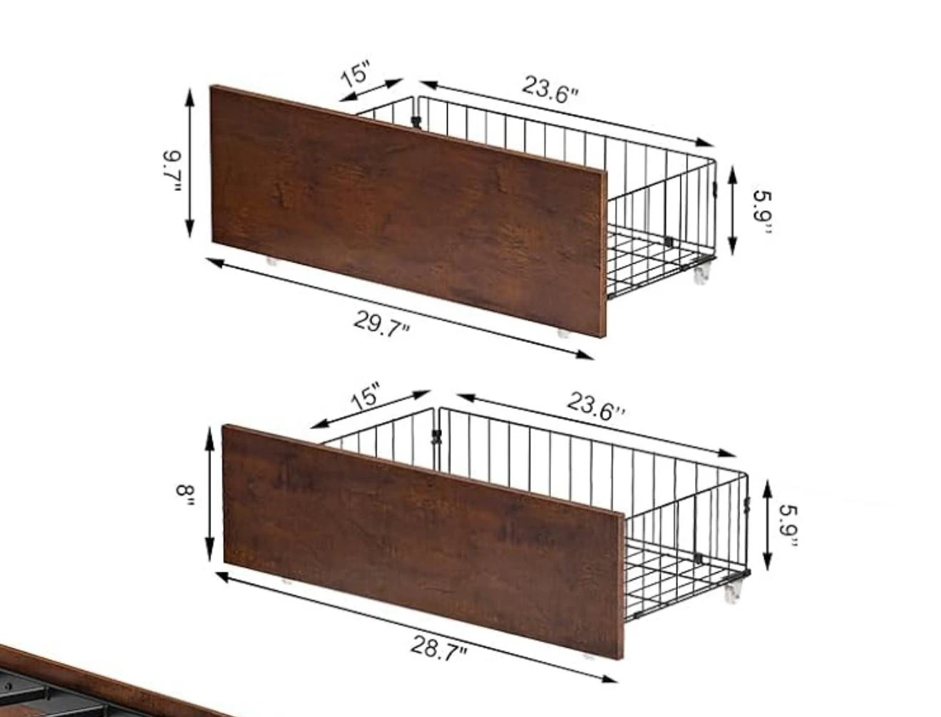 Queen Size Bed Frame with Drawers - photo 2