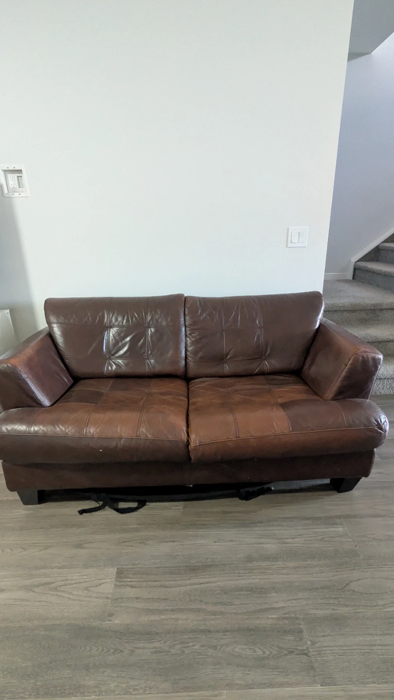 Brown Leather Sofa with 4 chairs - photo 3