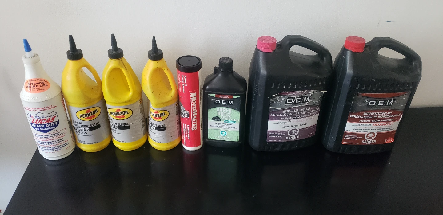 Assorted Automotive Fluids: Lucas, Pennzoil, OEM, Motomaster
