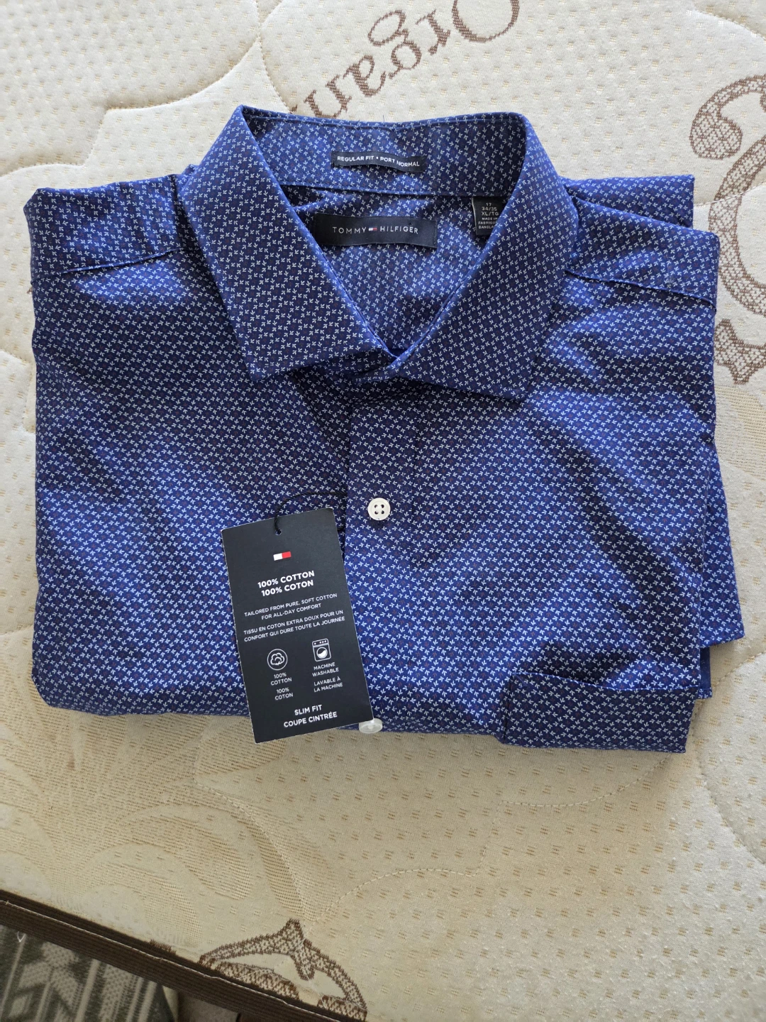 Tommy Hilfiger Men's Blue Print Button-Up Shirt XL