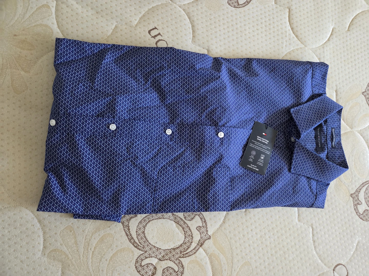 Tommy Hilfiger Men's Blue Print Button-Up Shirt XL - photo 4