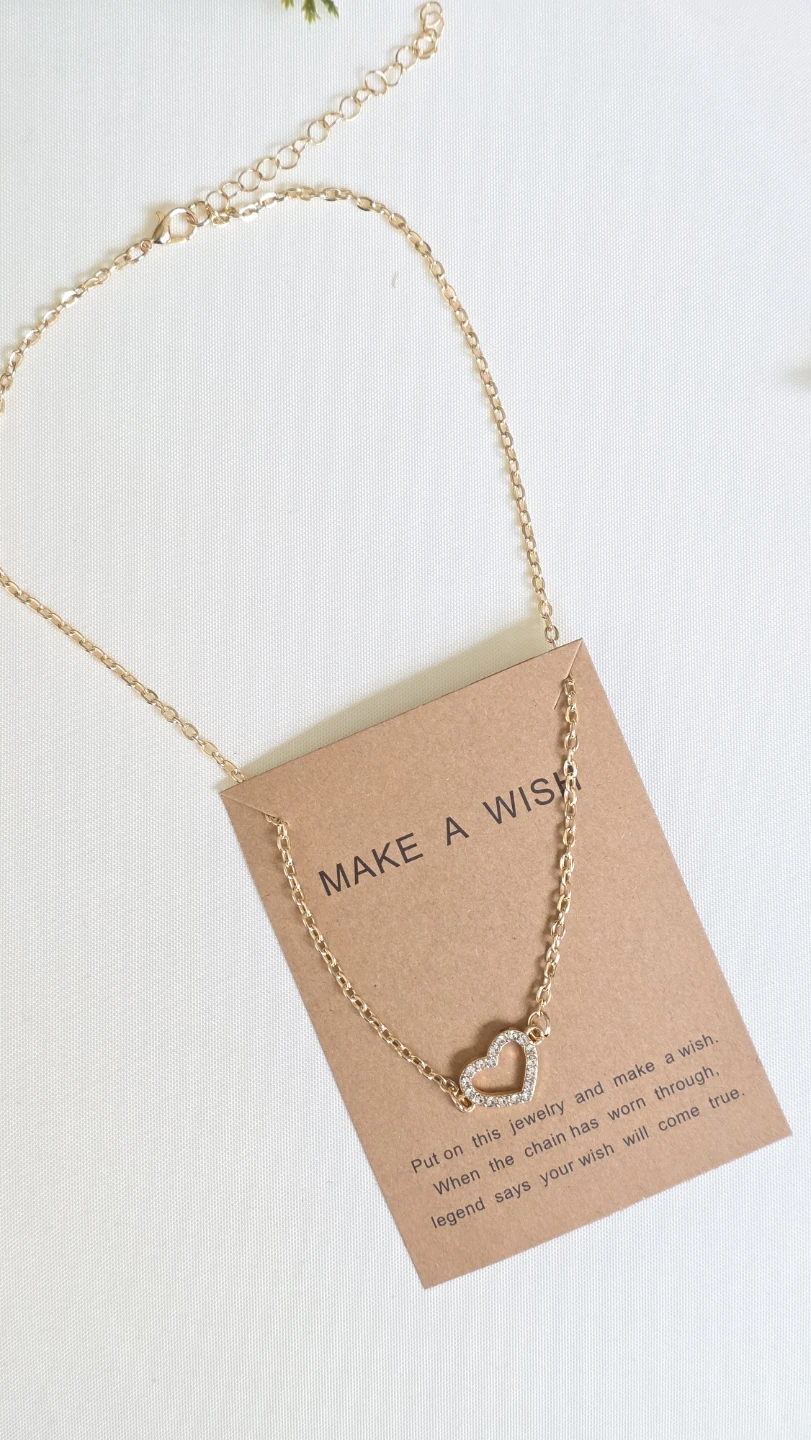 Gold Heart Necklace with Crystals