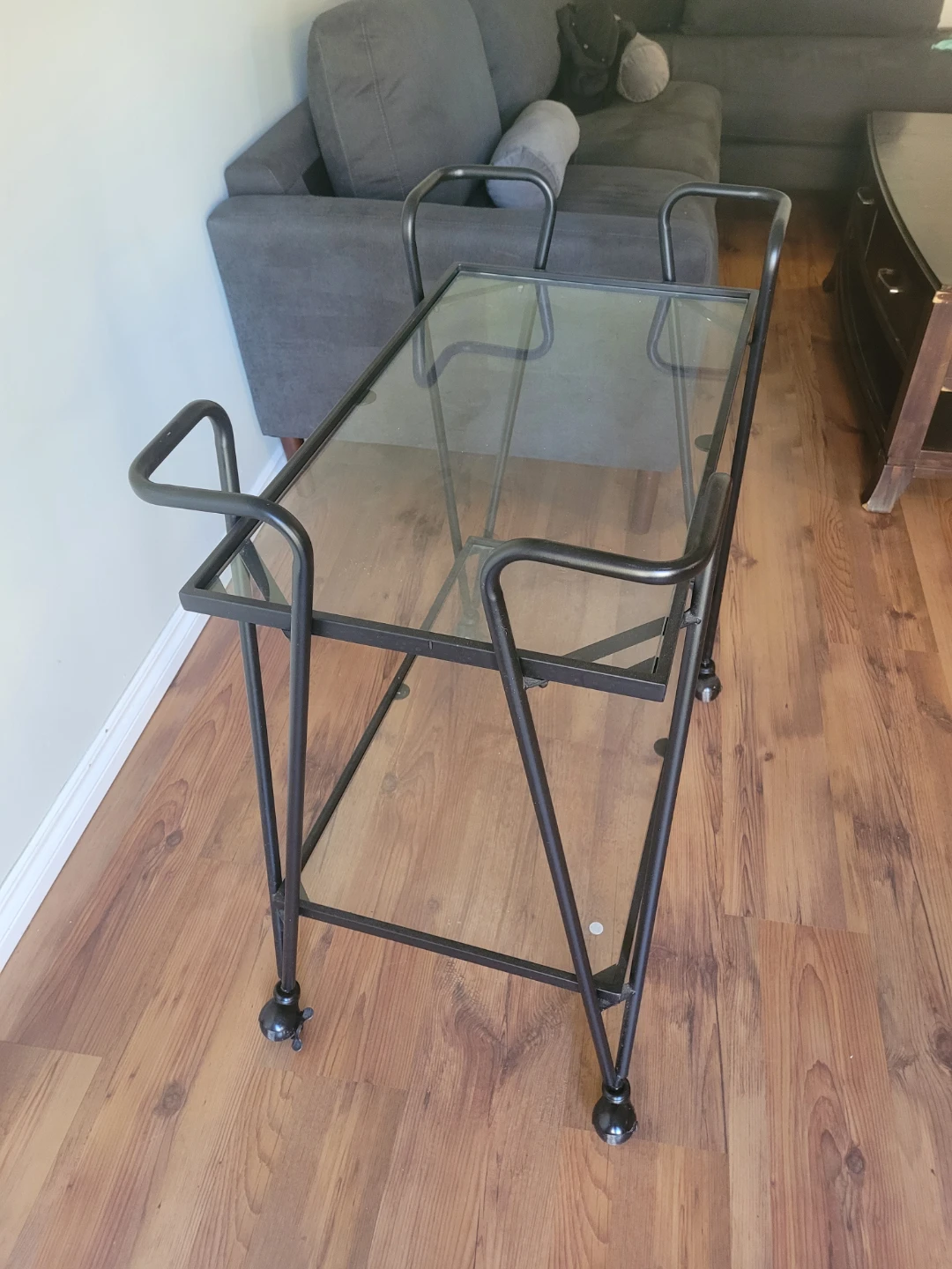2-Tier Bar Cart with Glass Shelves