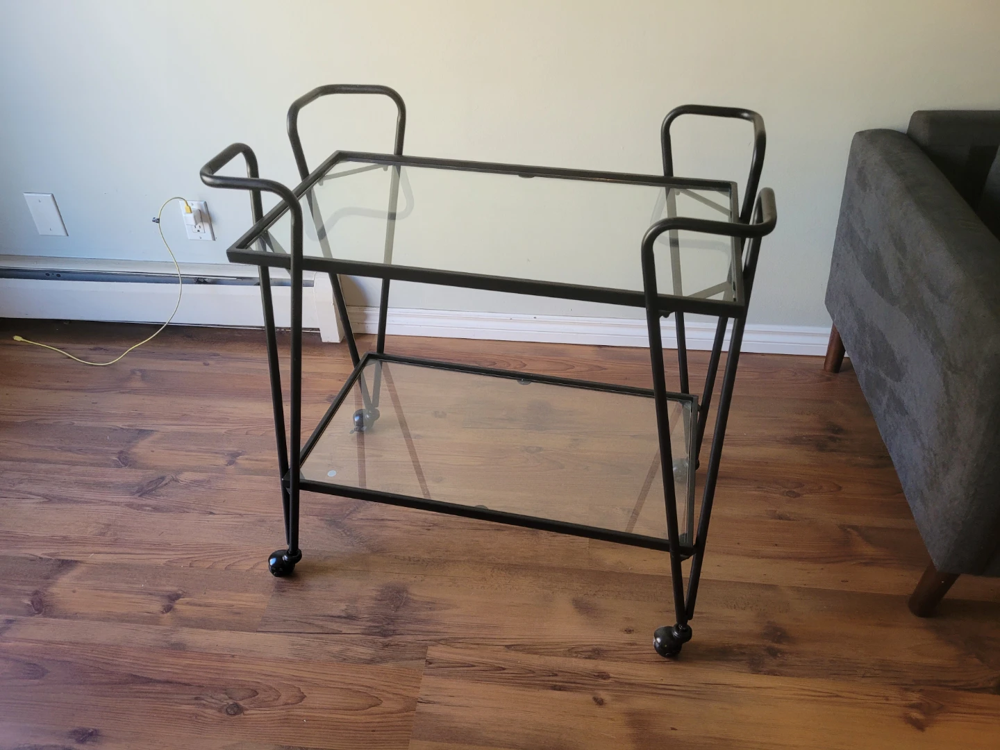 2-Tier Bar Cart with Glass Shelves - photo 2