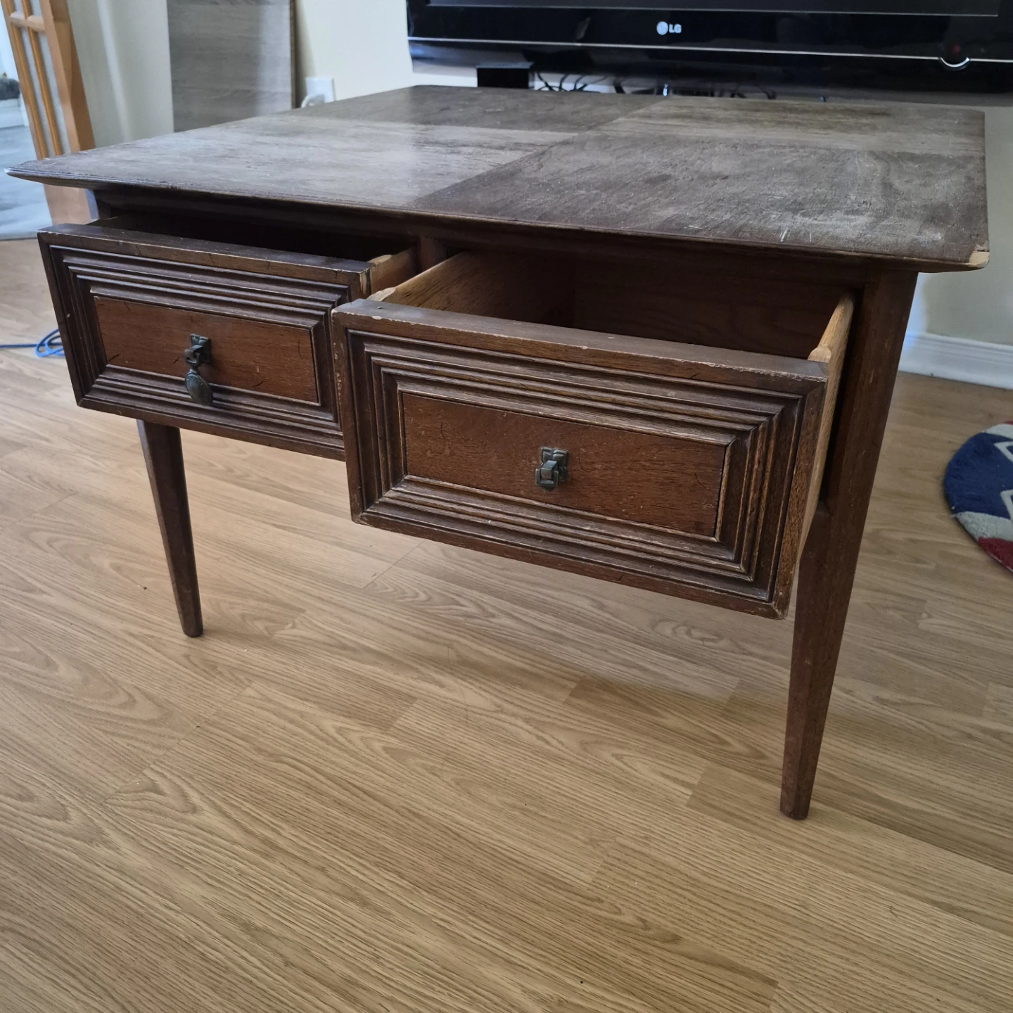 Vintage Wooden Table with Drawers