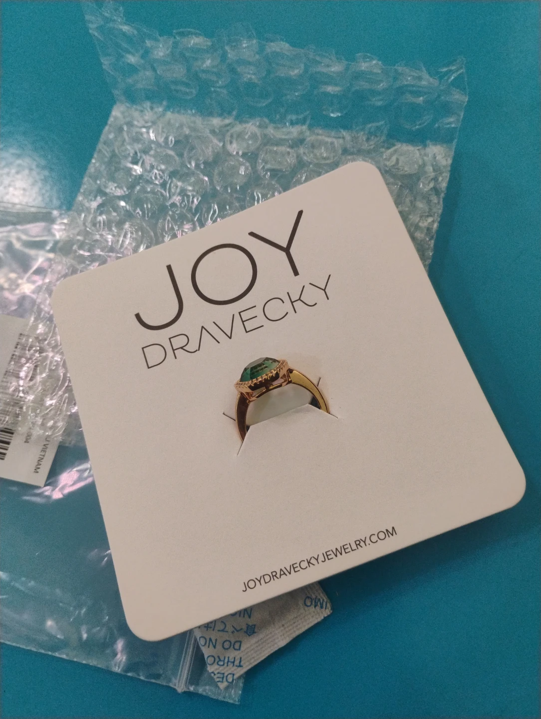 Joy Dravecky Chloe Ring Green Cubic Zirconia Gold Plated - photo 4