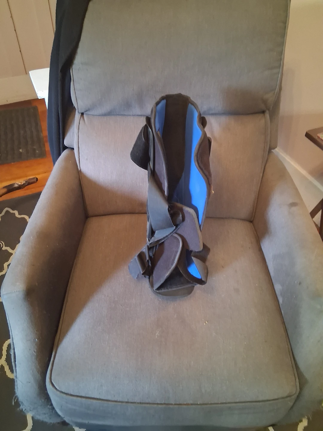 Black and Blue Walking Boot Brace