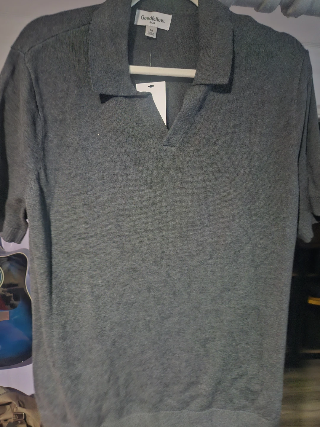Goodfellow & Co Men's Johnny Collar Sweater - Charcoal - photo 2