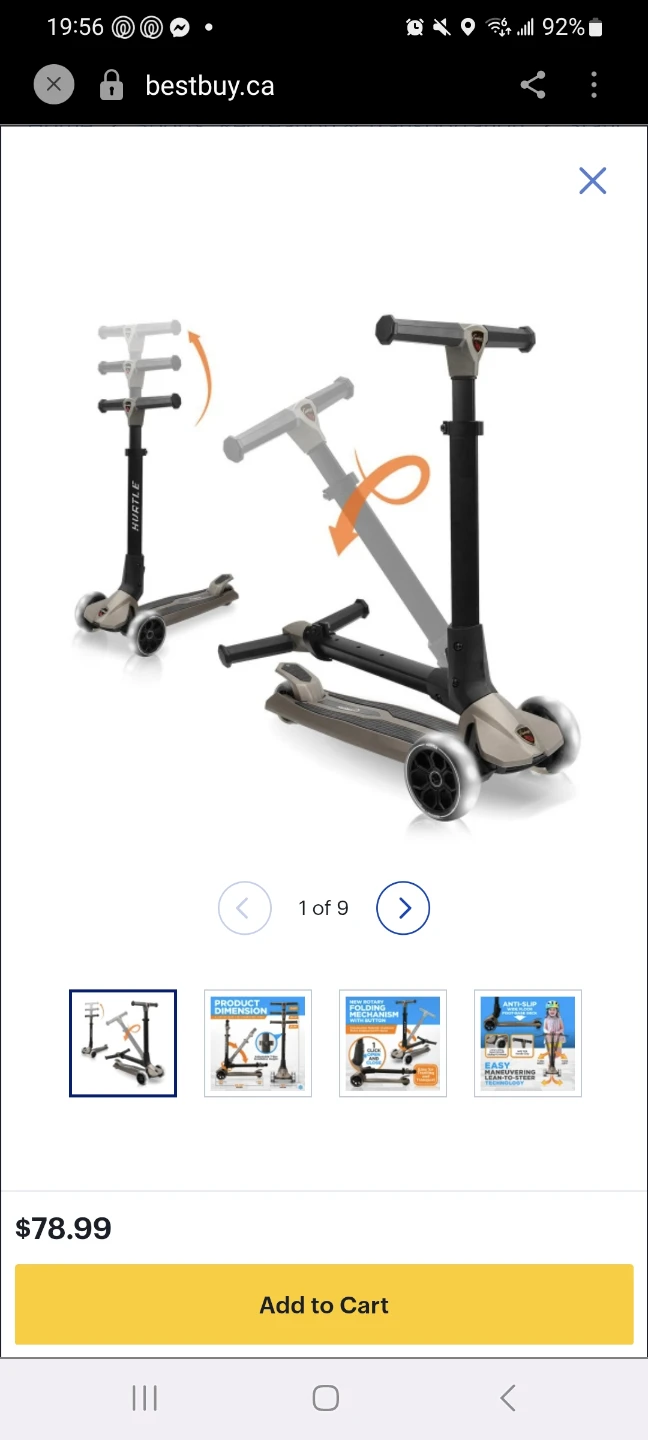 HURXLOG 3-Wheel Foldable Kid Scooter