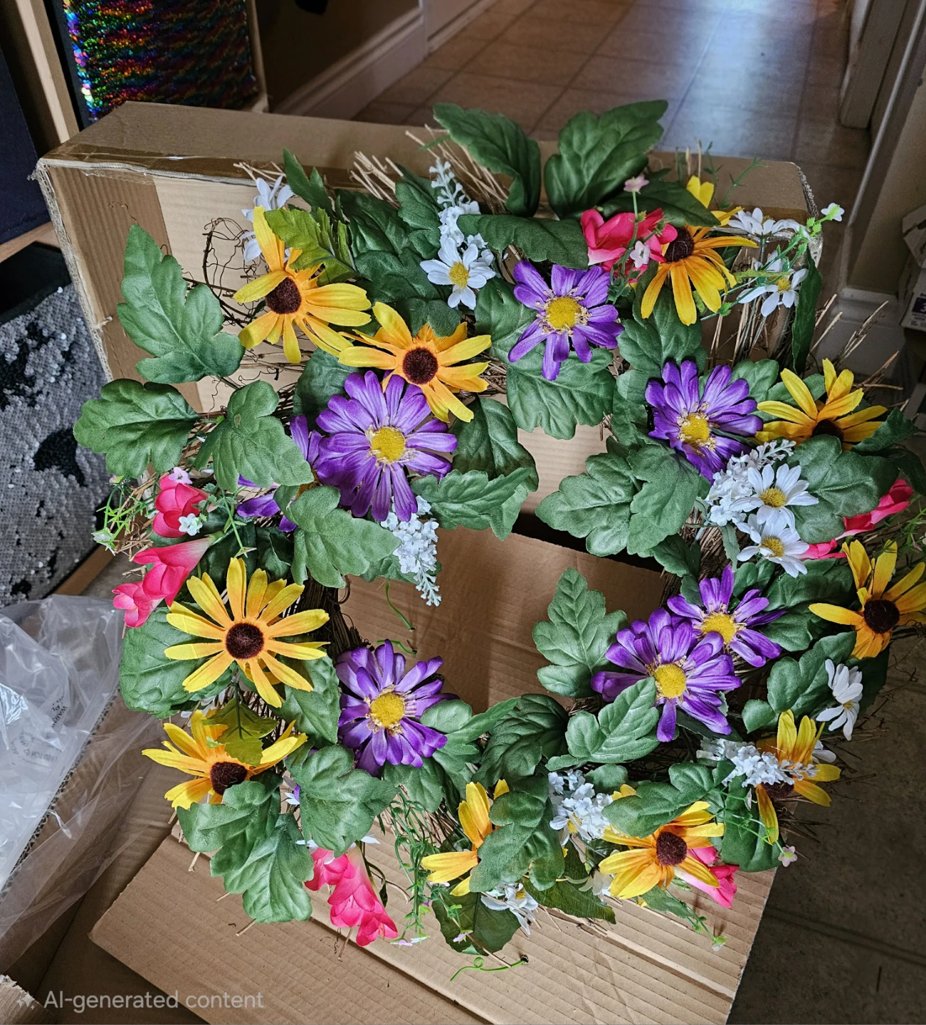 Beautiful Wildflower Wreath – Brand New in Box - photo 4