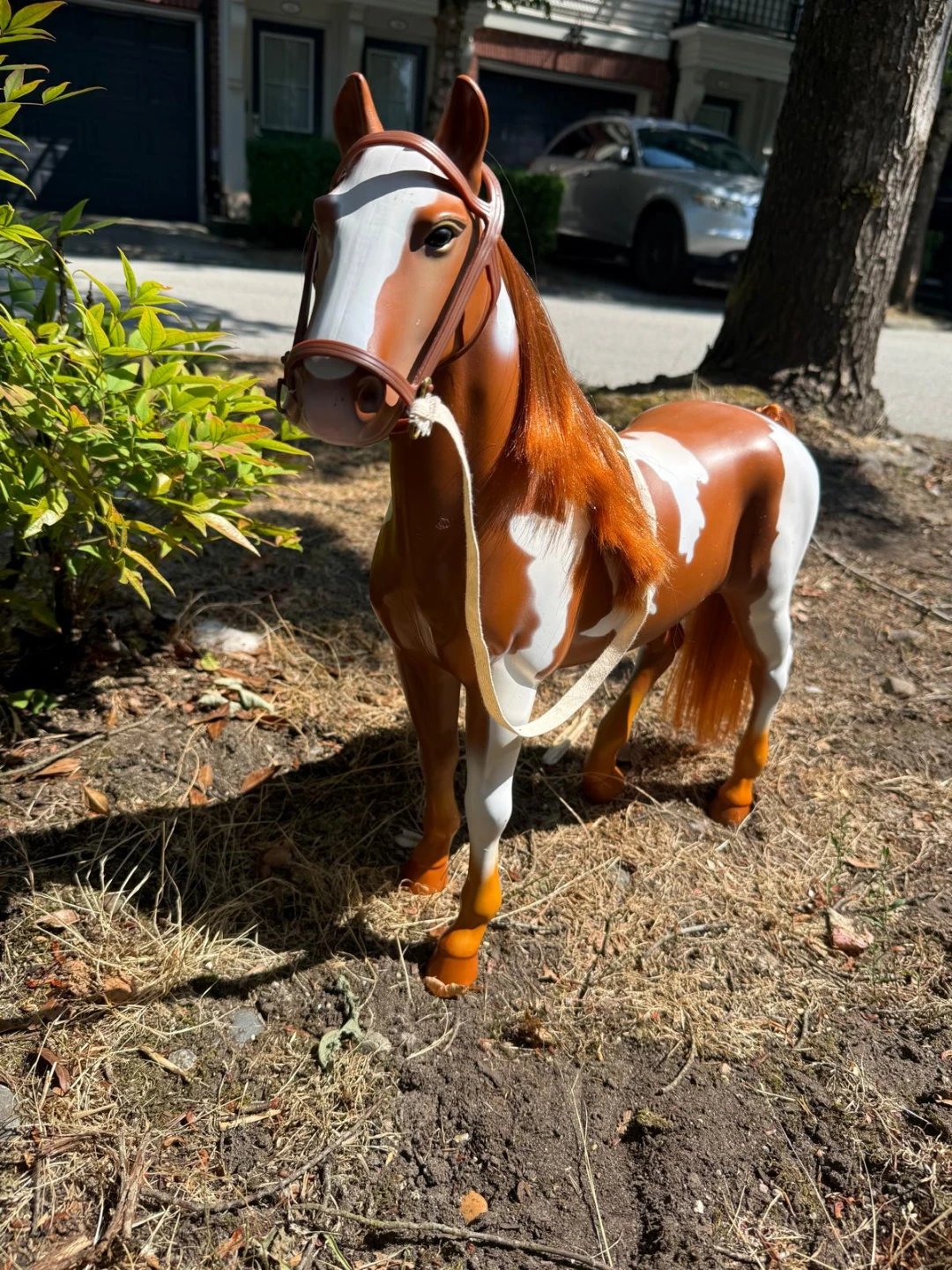 Brown and White Toy Horse with Bridle - photo 2