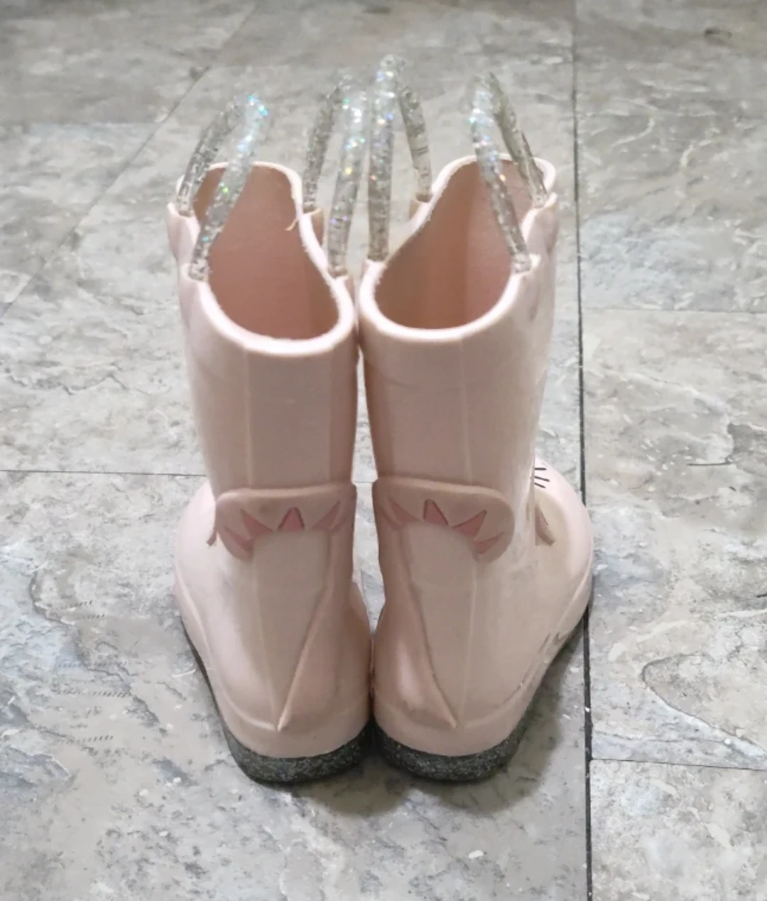Old Navy Pink Cat Rain Boots with Glitter Handles - photo 3