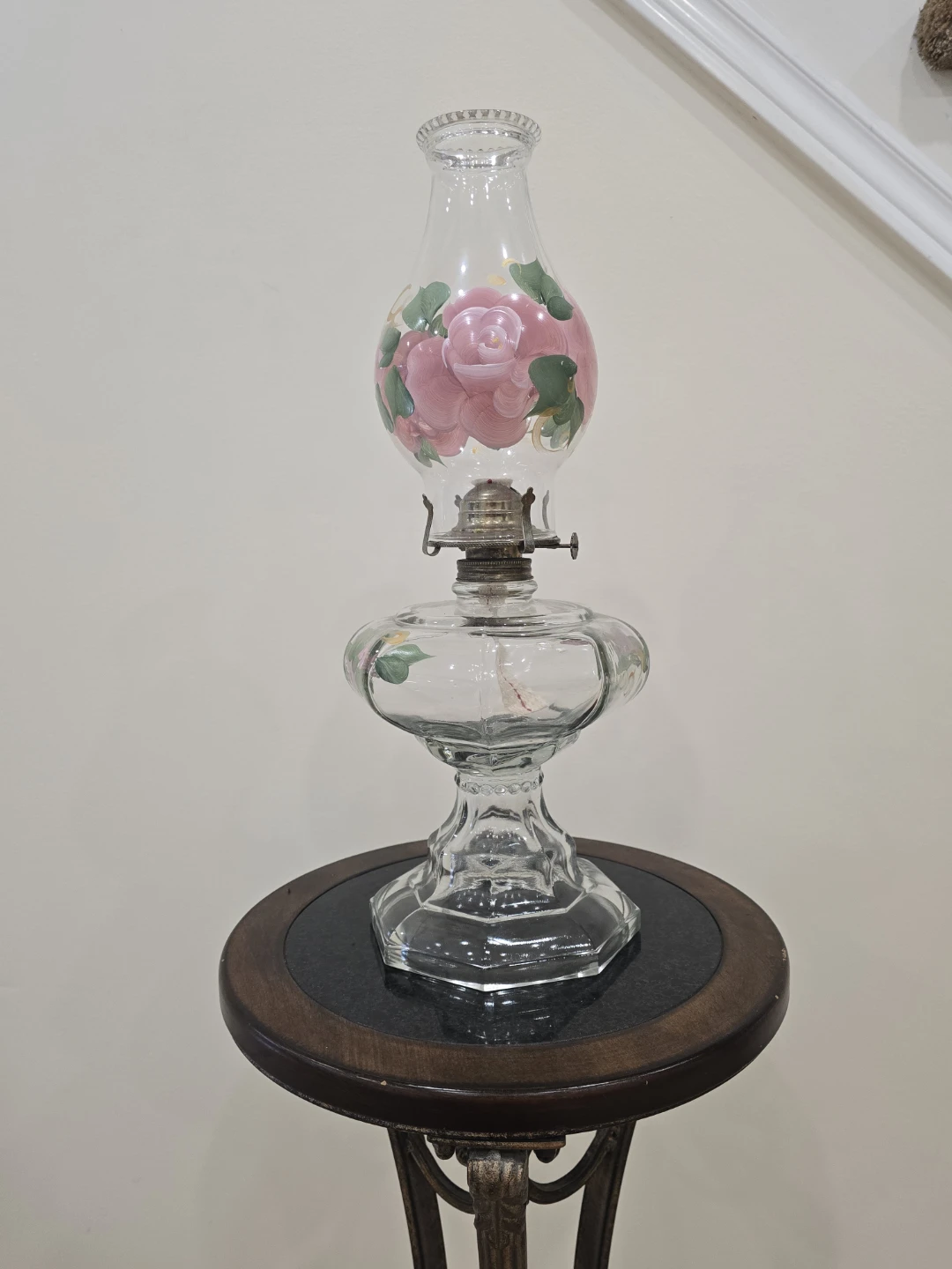 Decorative Oil Lamp with Rose Design - photo 2