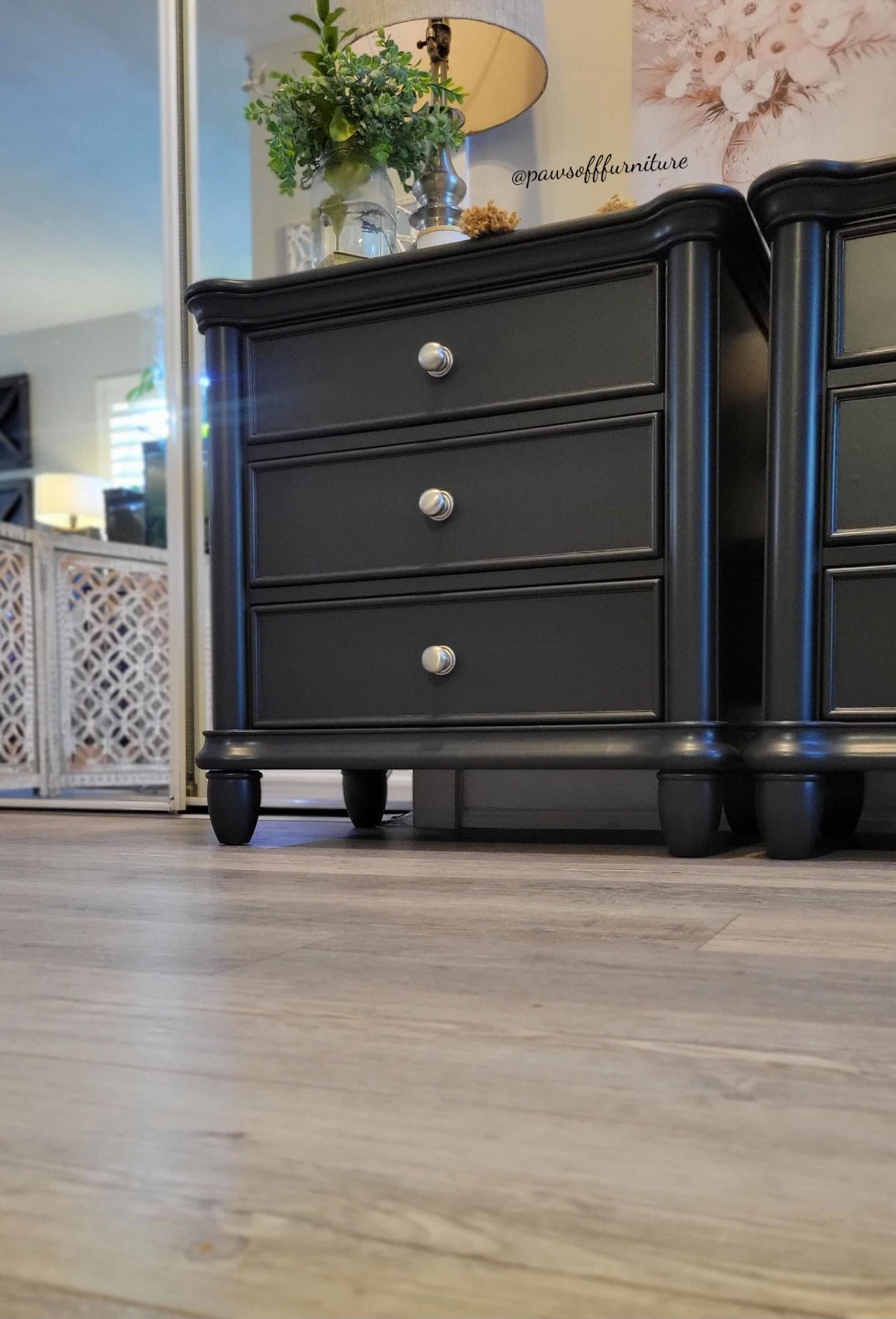 Pair of Black Nightstands with 3 Drawers - photo 4