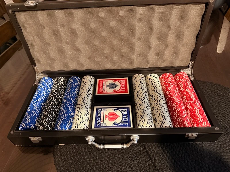 Poker Chip Set with Bicycle Playing Cards