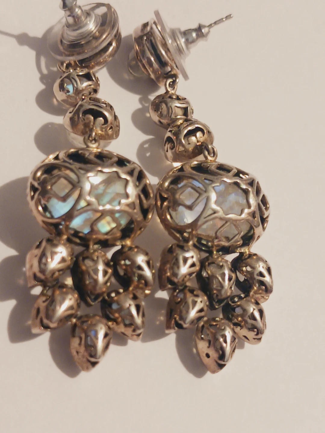 Sterling Silver 925 Natural Rainbow Moonstone Earrings - photo 4