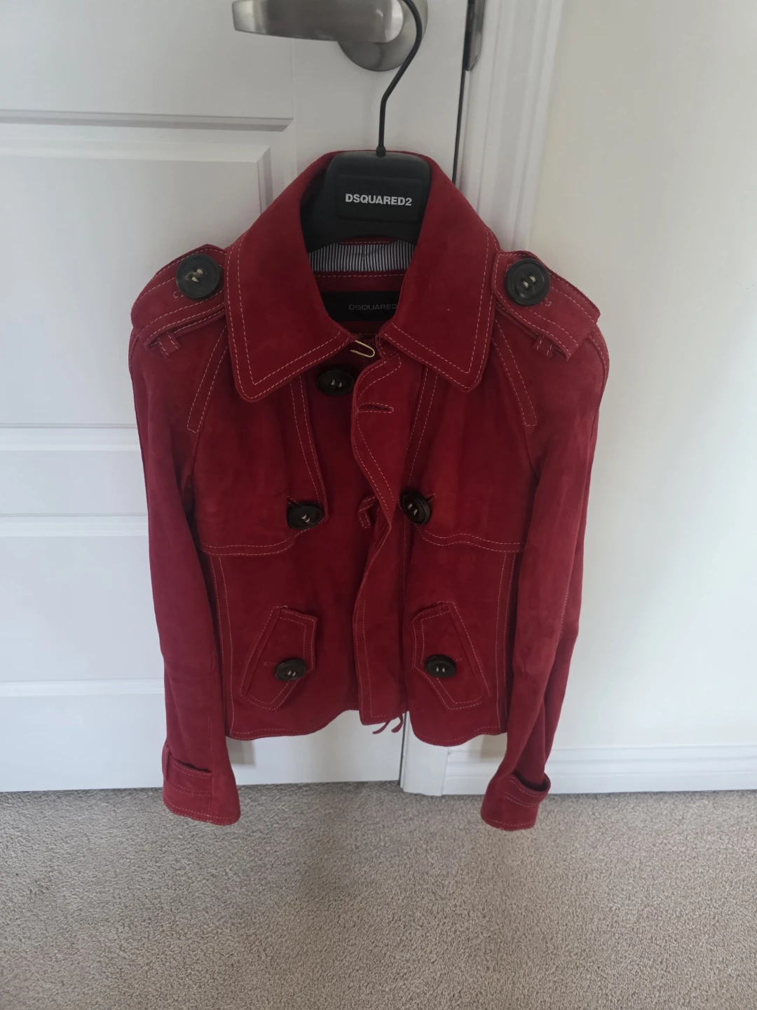 DSQUARED2 Red Suede Double-Breasted Jacket