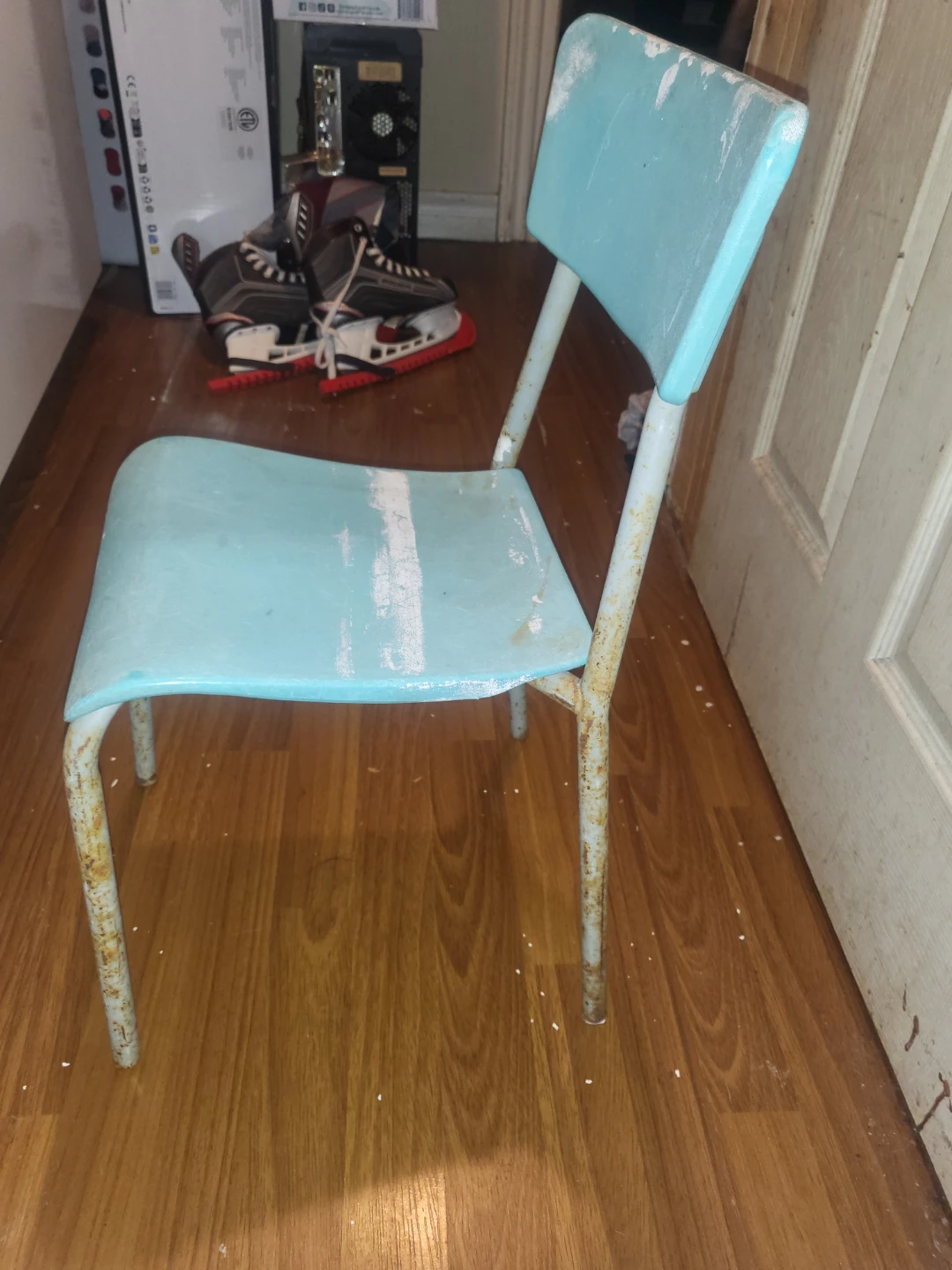 Vintage Blue Metal Children's Chair - photo 2