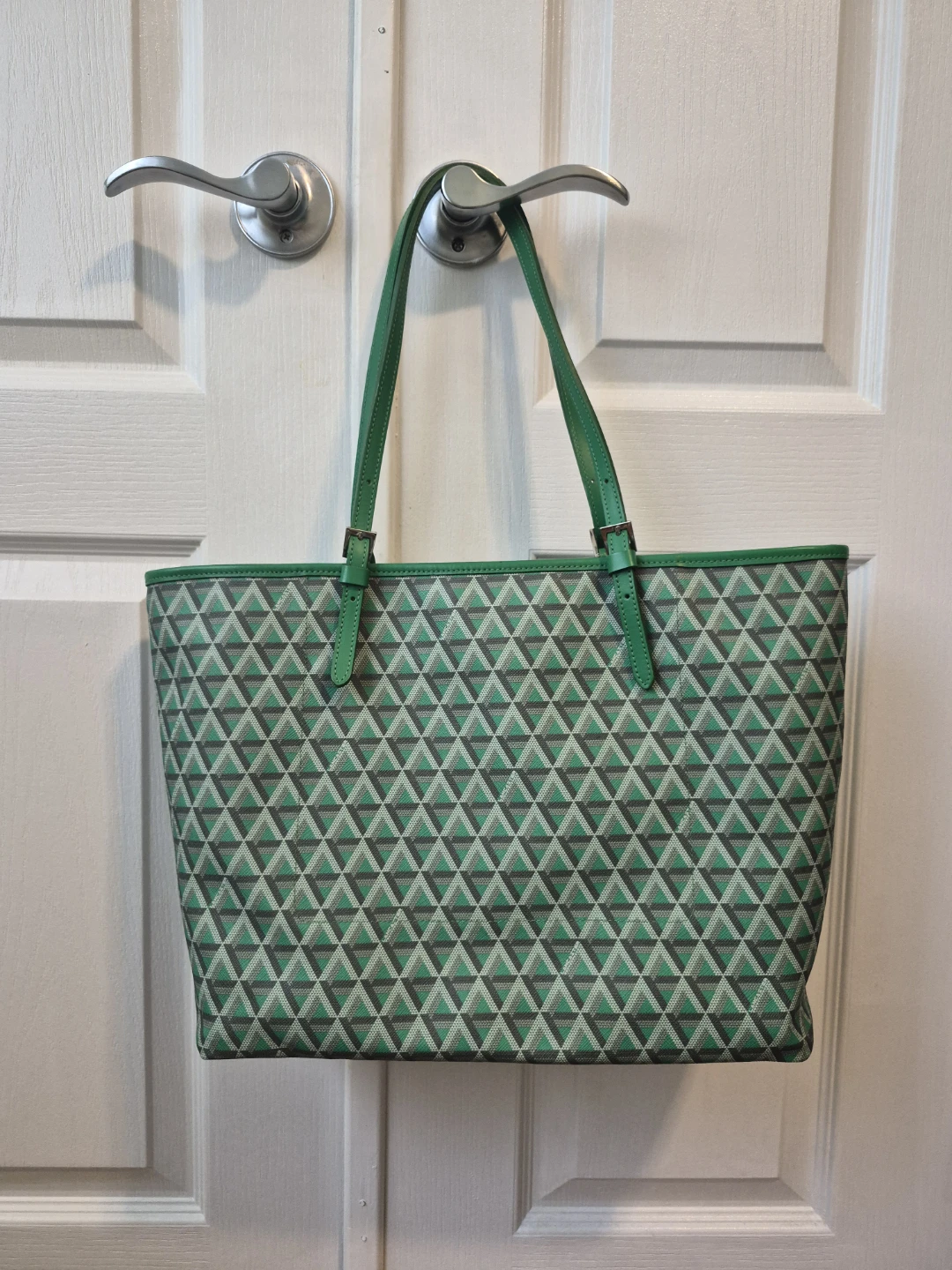 Lancaster Paris Green Geometric Tote Bag