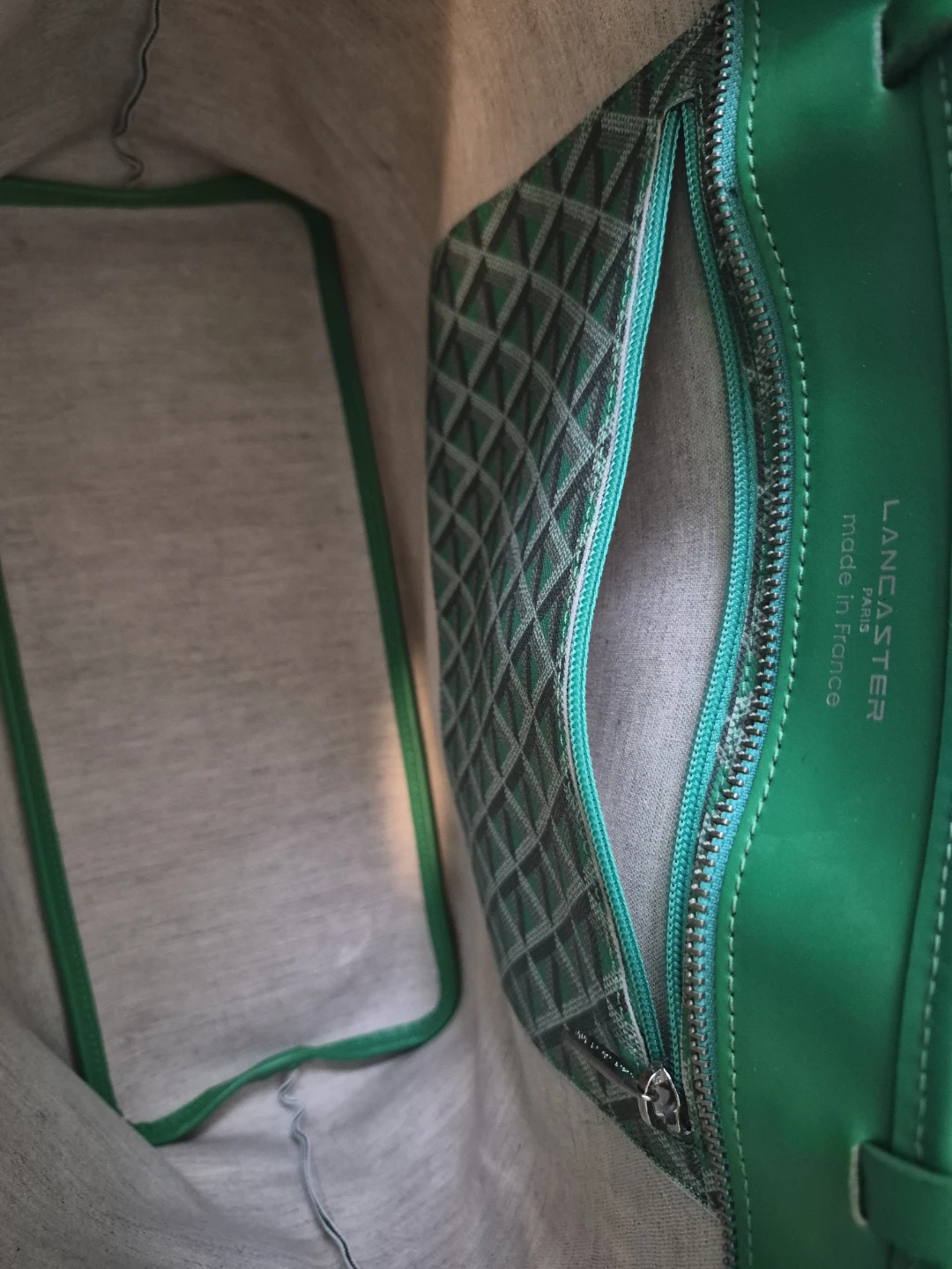 Lancaster Paris Green Geometric Tote Bag - photo 2
