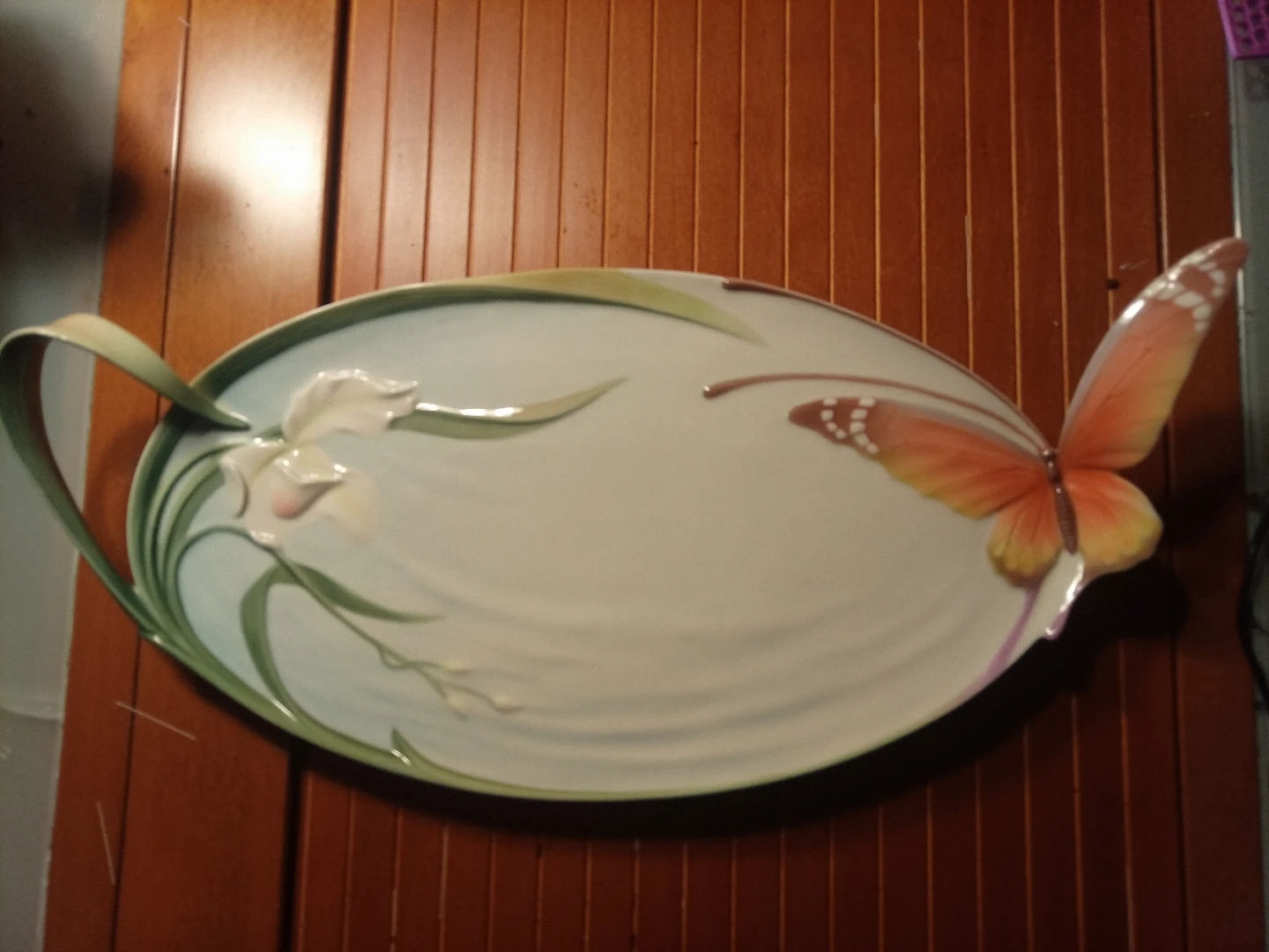BNIB Franz Porcelain Butterfly & Flower Serving Platter - photo 3