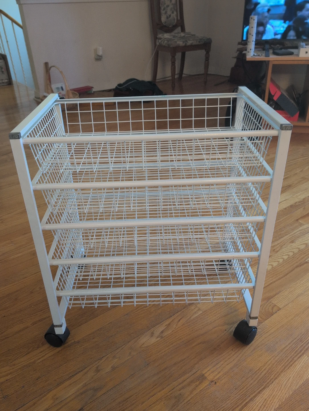 5-Tier Rolling Wire Storage Cart – White – $35
