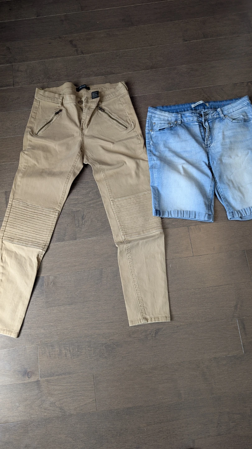 Women's Tan Moto Pants & Blue Denim Shorts