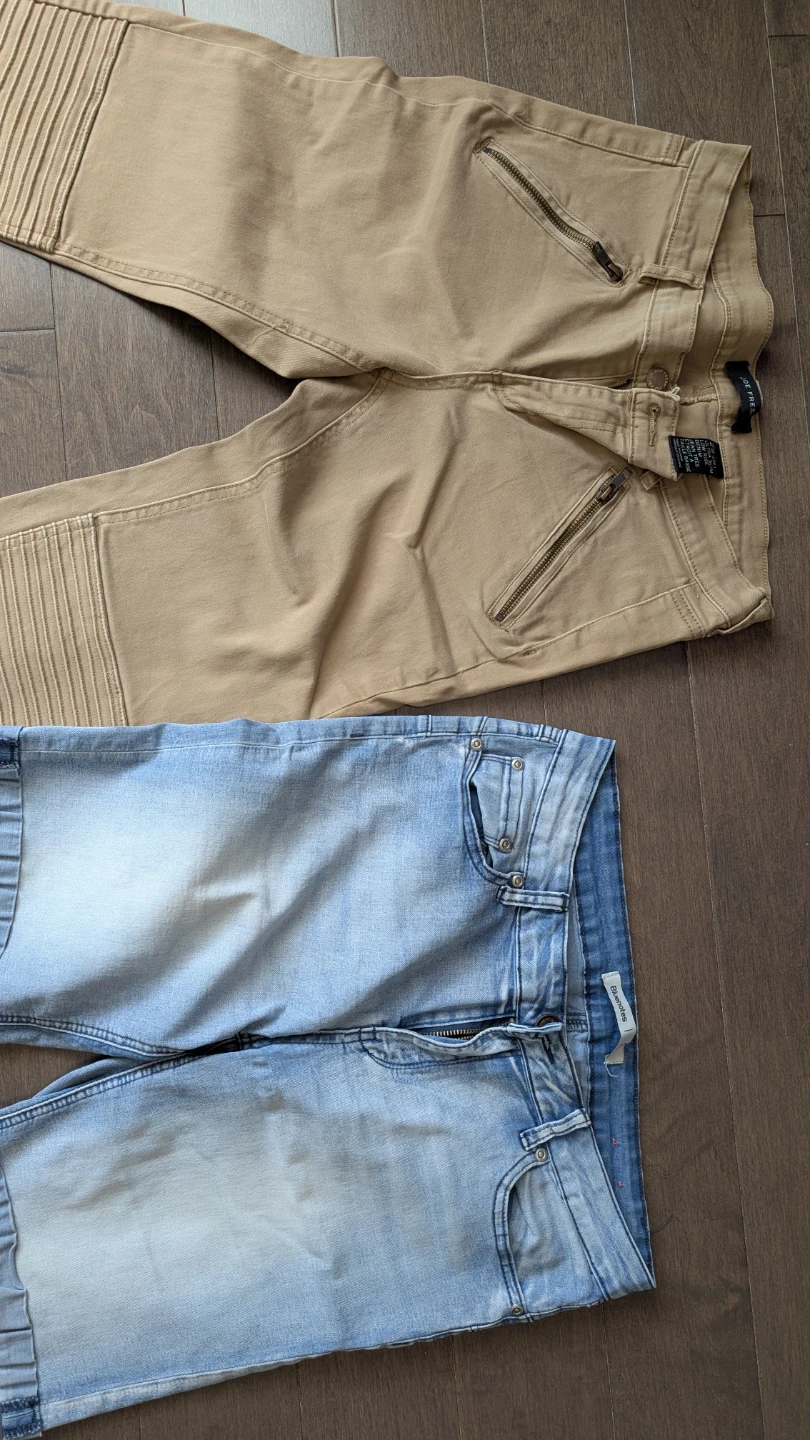 Women's Tan Moto Pants & Blue Denim Shorts - photo 2