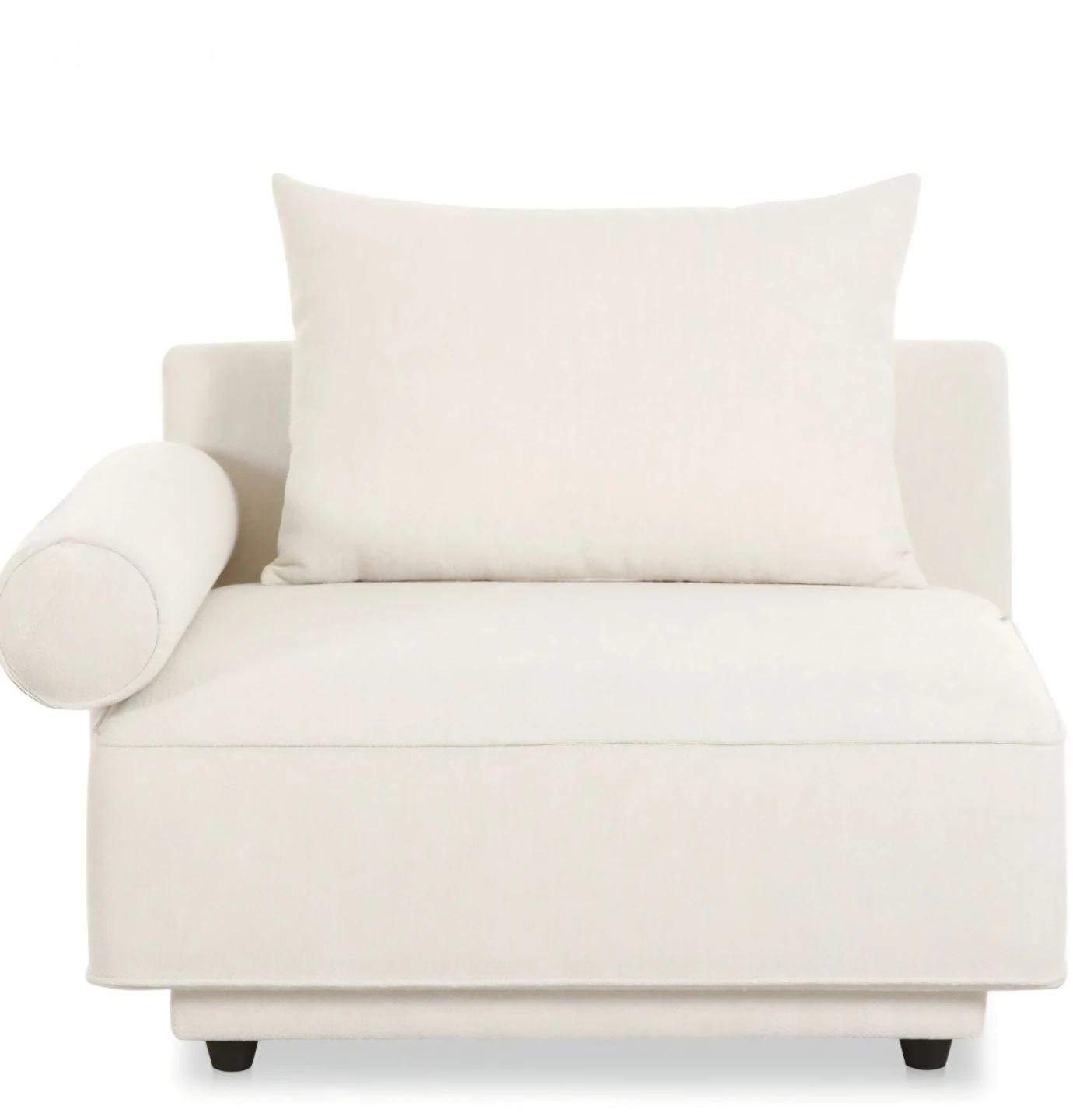 Cream Upholstered Armchair with Bolster Pillow