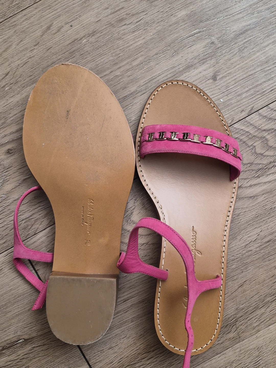 Salvatore Ferragamo Pink Suede Gancini Sandals 7.5 - photo 2