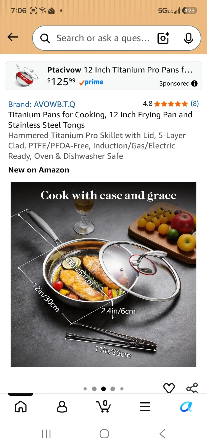 AVOWB.T.Q Titanium Pro Frying Pan with Lid - 12 Inch - photo 3