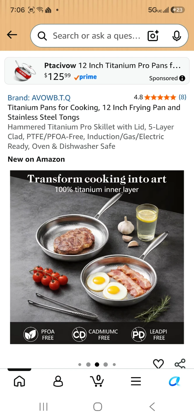 AVOWB.T.Q Titanium Pro Frying Pan with Lid - 12 Inch - photo 4