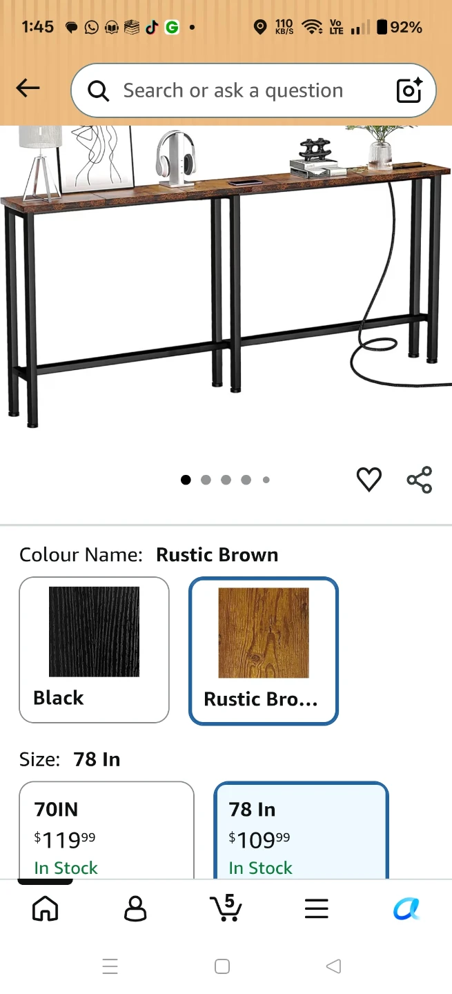 Keelian 78" Narrow Console Sofa Table - Rustic Brown